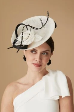 Assam White And Black Saucer Hat -Lock & Co. Hatters ASSAM WHITE AND BLACK SAUCER HAT 2