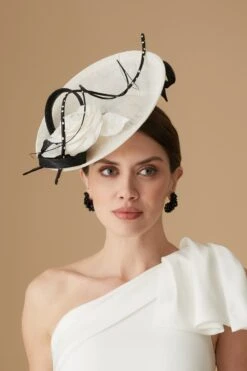 Assam White And Black Saucer Hat -Lock & Co. Hatters ASSAM WHITE AND BLACK SAUCER HAT 3