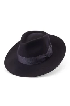 Lock & Co. Hatters -Lock & Co. Hatters ESCORIAL WOOL STAFFORD FEDORA NAVY Product Shot 1
