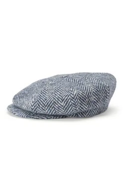 Muirfield Herringbone Bakerboy Cap -Lock & Co. Hatters MUIRFIELD HERRINGBONE BAKERBOY CAP BLUE Product Shot 3