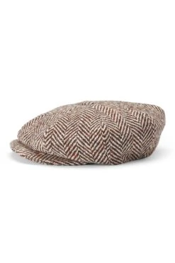 Muirfield Herringbone Bakerboy Cap -Lock & Co. Hatters MUIRFIELD HERRINGBONE BAKERBOY CAP BROWN Product Shot 2